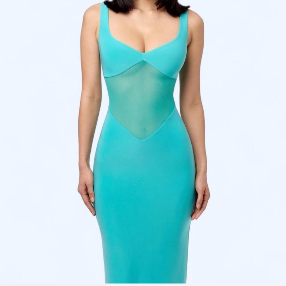 Naked Wardrobe Hourglass Mesh Contrast Dress